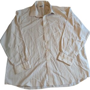 EUC Van Heusen Men's XXL 18.5 34/35 Cream Textured Dress Shirt Regular Fit Flex